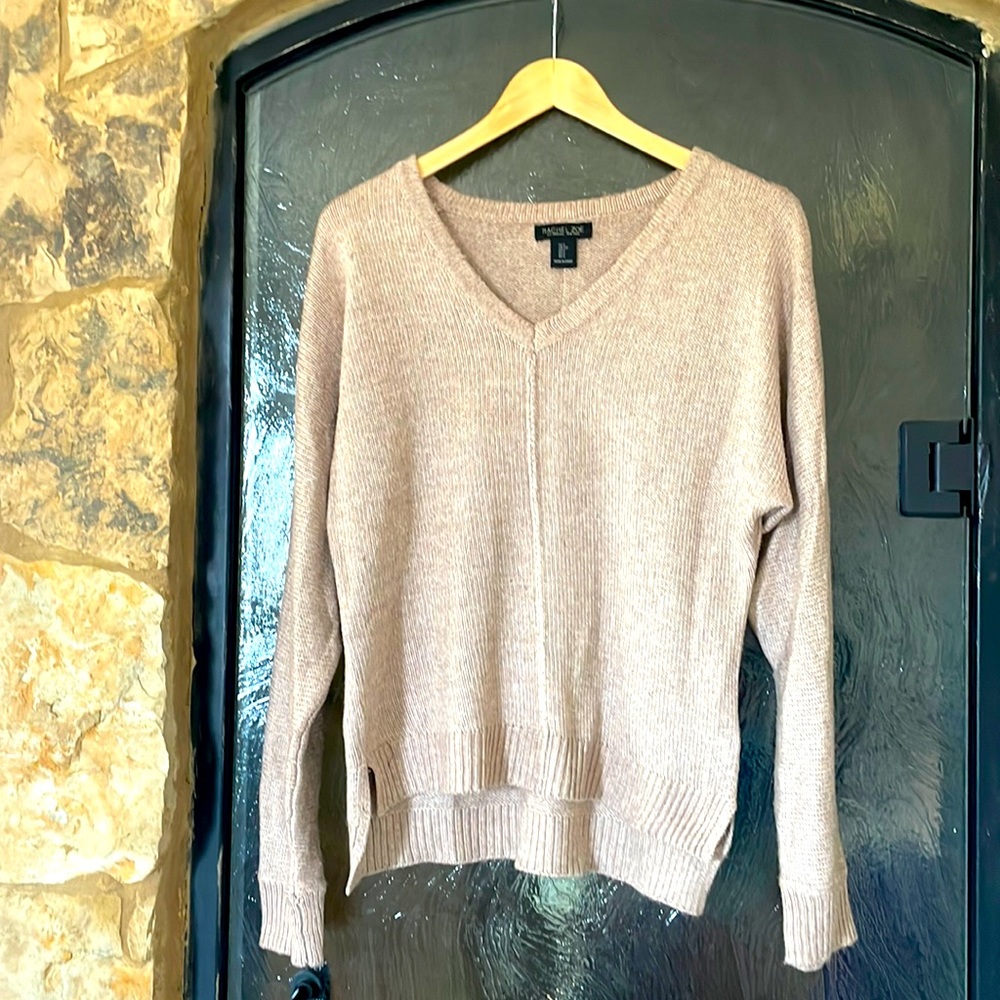 Rachel Zoe tan/beige v neck sweater.